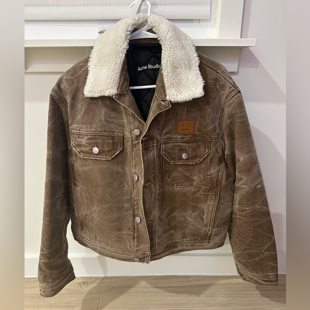 Acne Studios Unisex Tan Jacket with Shearling Collar